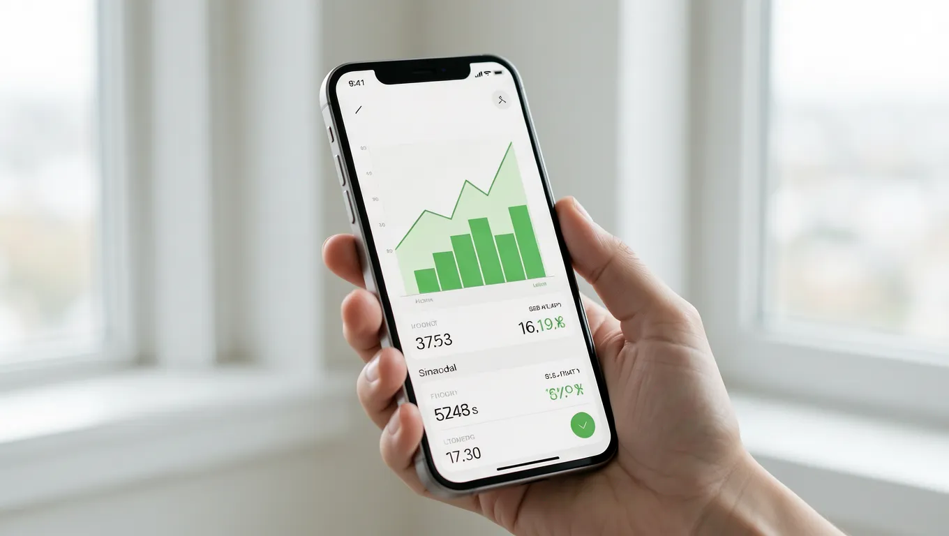 Smartphone showing a modern personal finance app interface