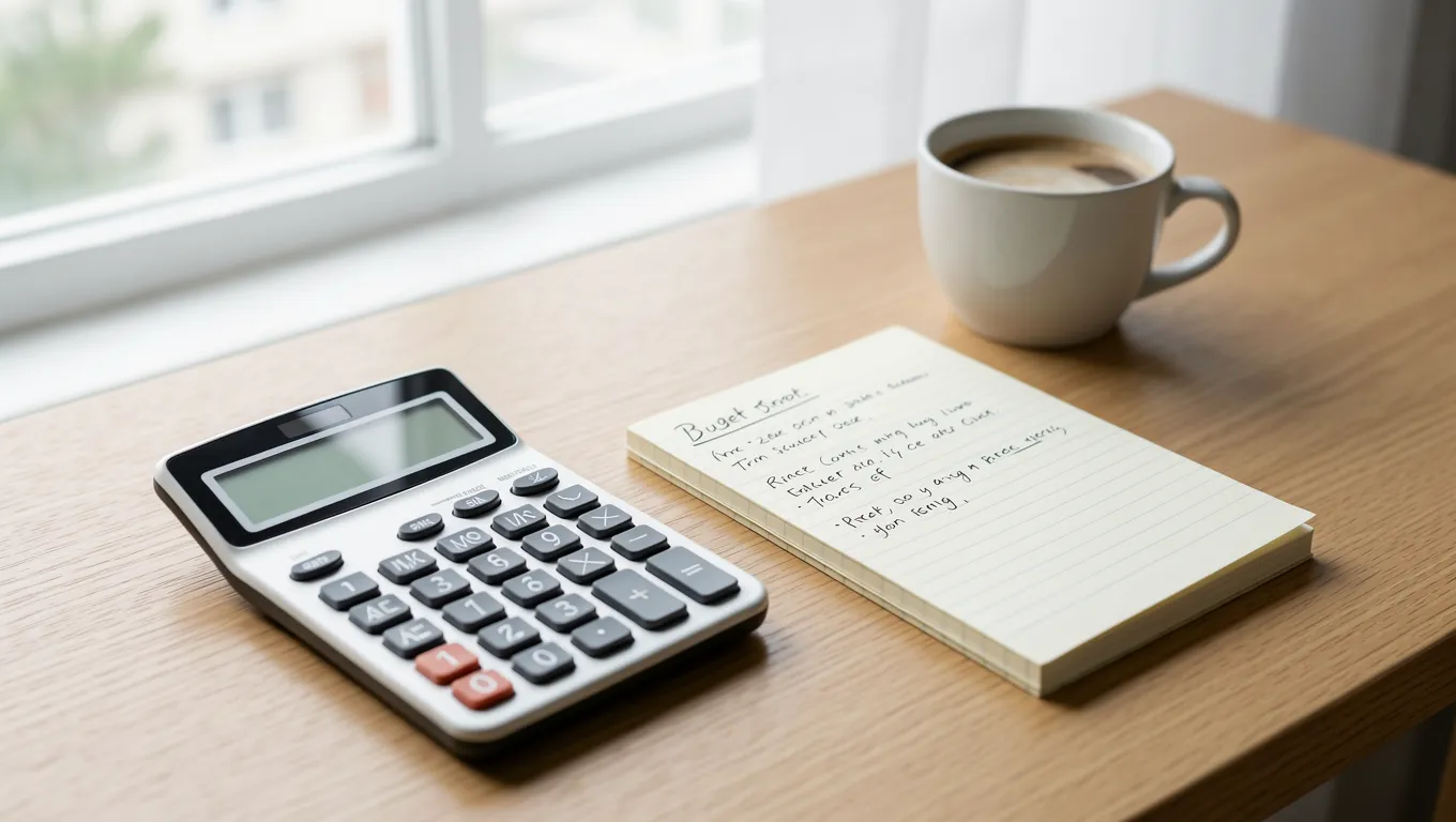 Desk setup for personal finance budgeting and planning