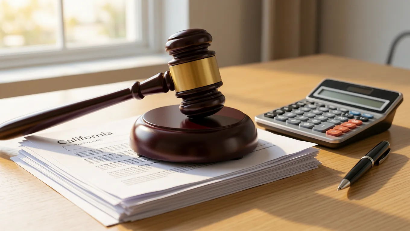 Legal gavel and financial documents representing California loan regulations