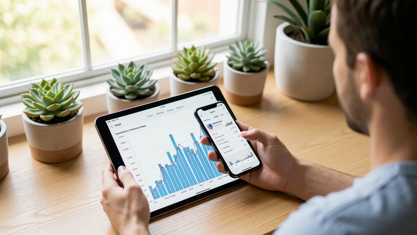 Person reviewing personal loan interest rates on digital devices