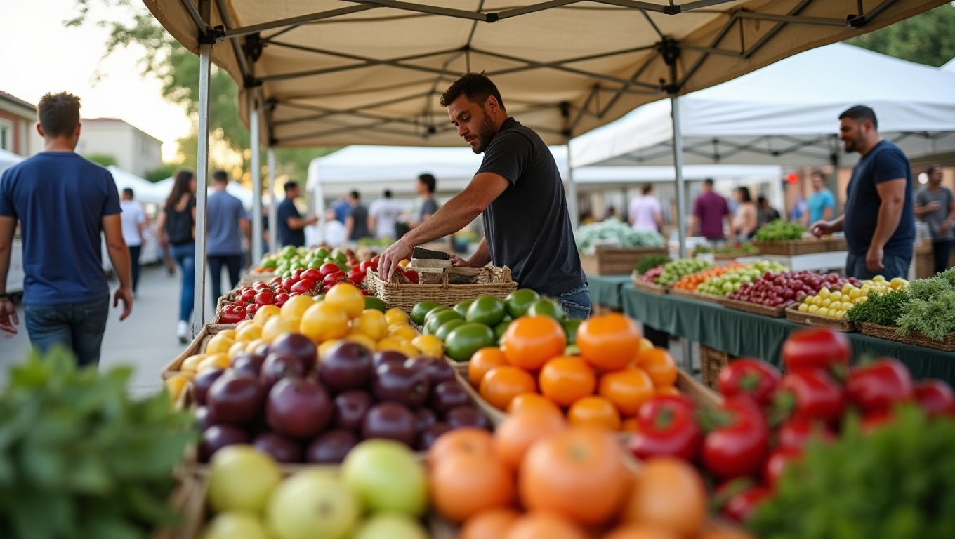 Sacramento farmer's market vendor expanding their booth with new professional equipment
