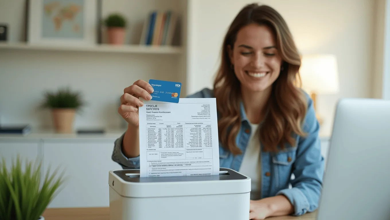 California woman shredding old credit cards after consolidating debt into one loan