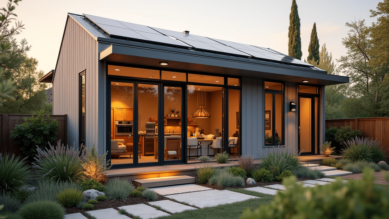 Completed California backyard ADU with modern design and drought-tolerant landscaping